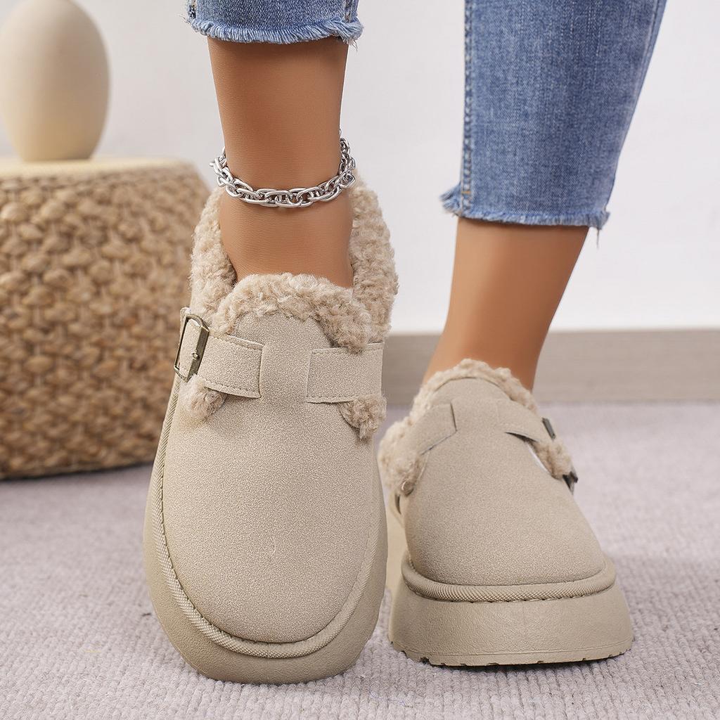 Winter Round Head Thick Sole Anti-slip Sexy Comfortable Casual Cotton Drag Fashionable Suede Warm Flat Slippers for Women
