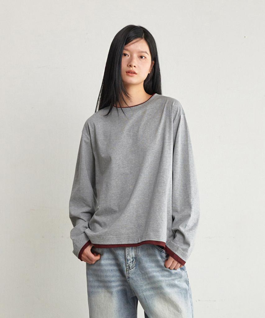 GLW [Unisex] Double Layered Long Sleeve Tee Gray