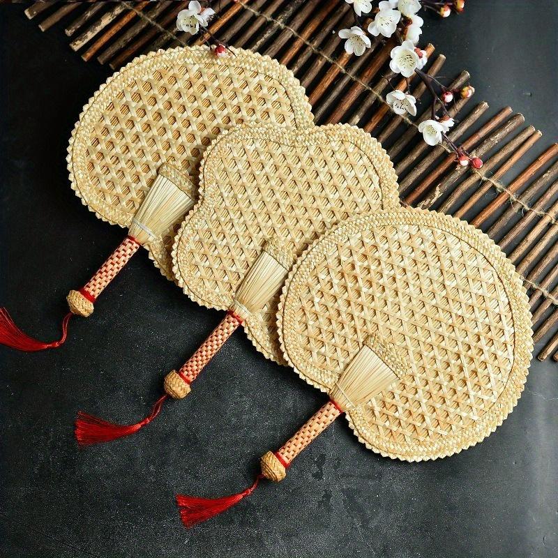 1pc Handmade Straw Fan Woven Large Cattail Fan Carry on Straw Fan Straw Chinese Style Woven Fan