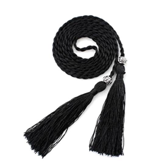 Ethnic Women Braided Knot Tassel Belt Waistband Skinny Thin Waist Rope Strap