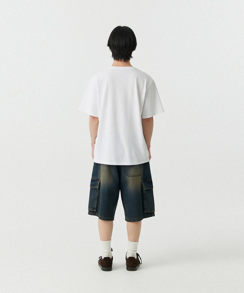 STENDS [M~4Xl] Cargo Pocket Bermuda Denim Pants_Vintage Blue
