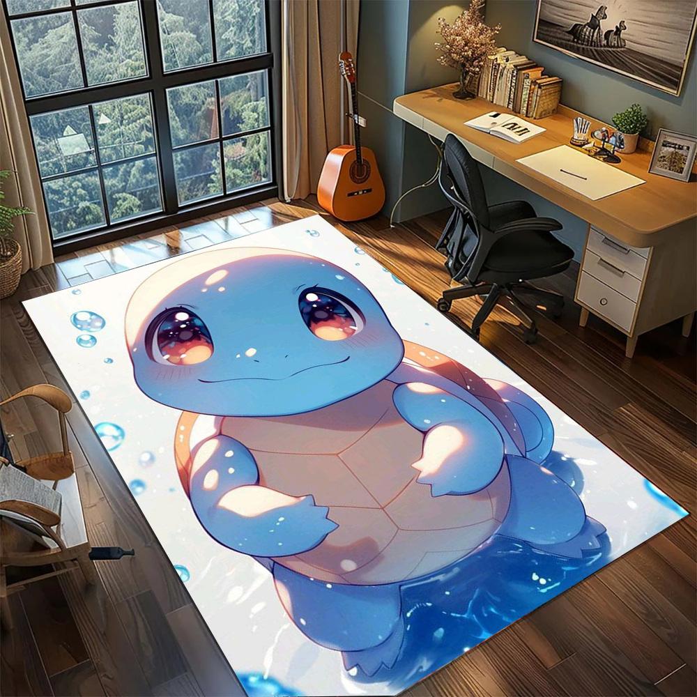 Squirtle Non Slip Bedroom Floor Mat, Washable Large Area Carpet Rug Fashion Gamer Room Home Decor.-TING 60x90cm