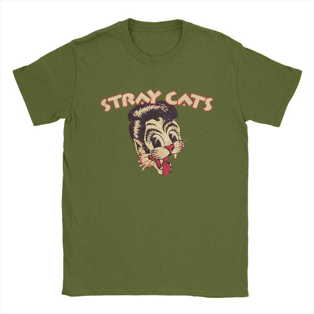 Novelty Music Band Stray Cats T-Shirt for Men Crewneck Cotton T Shirts Short Sleeve Tees Gift Idea Tops
