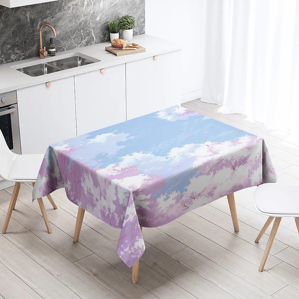 Floral Tablecloth Home Decor Stain Resistant Waterproof Table Decoration Rectangular Kitchen Fireplace Tops