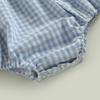 Baby Girl 2Pcs Summer Outfits, Short Puff Sleeve Plaid Print Romper with Headband Set