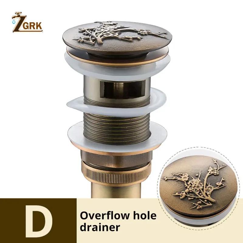 Bathroom Basin Sink Pop Up Drain Antique Brass Clic-clac Waterlet Vanity Sink Waste Drainer Art Carving Bathroom Accessories