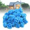 50 STÜCKE Simulation Rosenkopf Dekorativ Wiederverwendbar Seide Künstliche Rose Blume für Hochzeitsfeier Blau