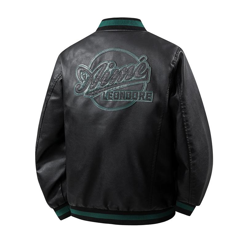 New large size spring and autumn soft leather jacket men's fashion casual stand-up collar slim trend pu leather jacket men