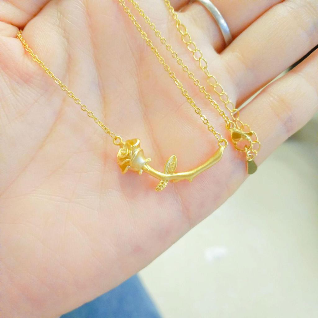24K Gold-Plated Rose Pendant Necklace: Elegant Women's Jewelry Gift