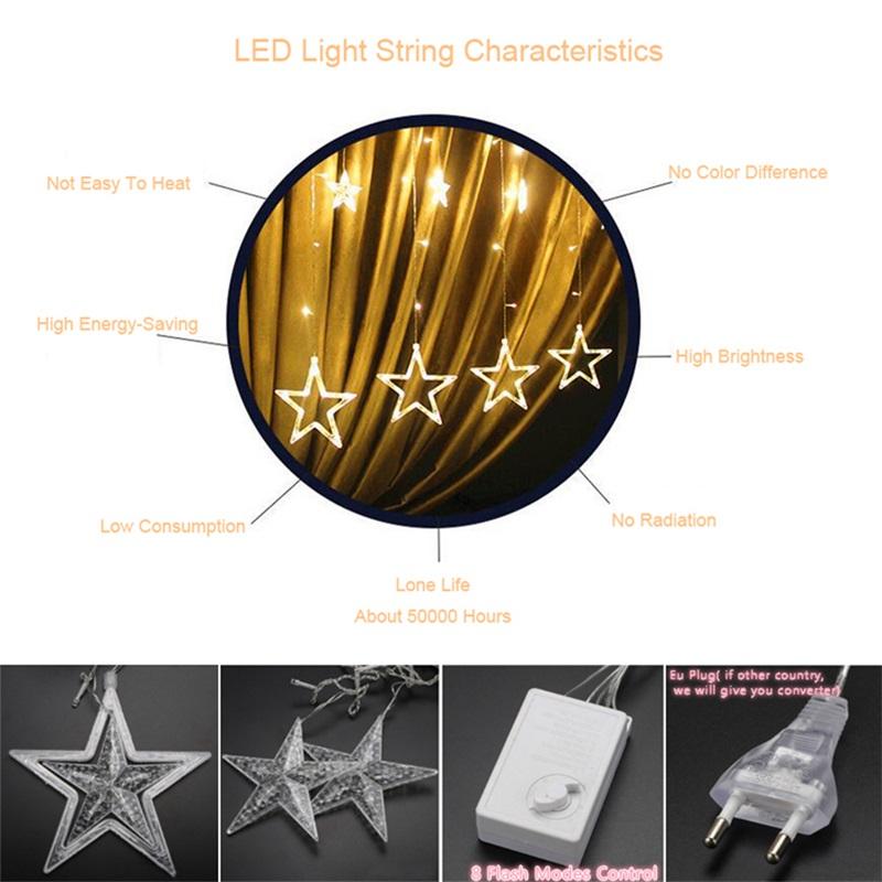 138 LEDs Star String Light Style Decorative Light for Wedding Party Decorations