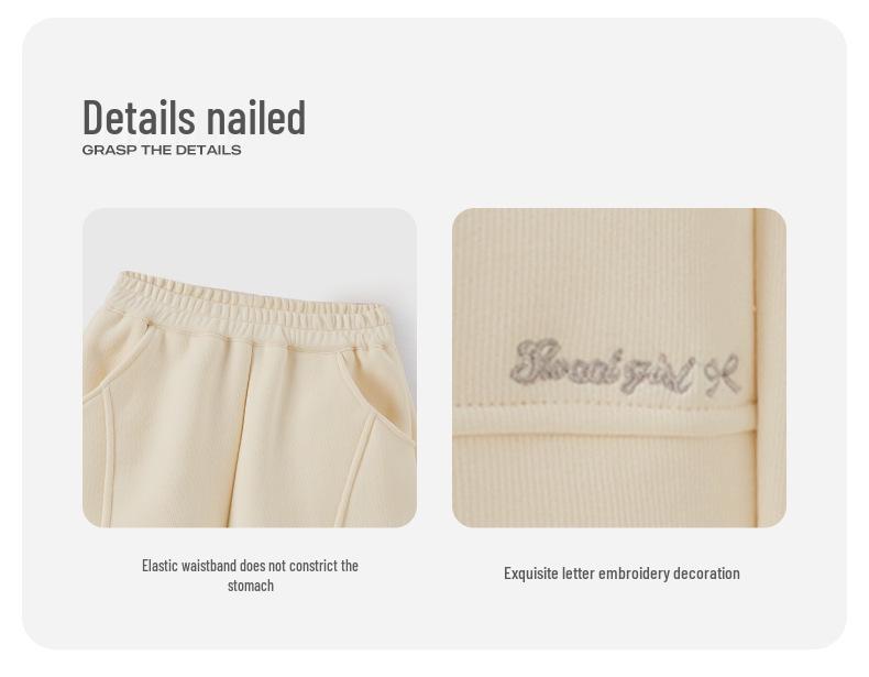Girls' Fleece-Lined Sweatpants: Warm, Thick, Versatile Autumn/Winter Pants for Big Kids