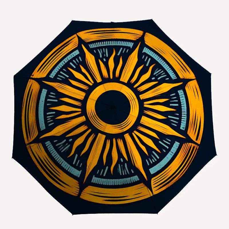 

1pc Sunburst Mandala Automatic Open/Close Umbrella, Windproof, Folding Compact Umbrella with Lightweight Design for Women/Men058