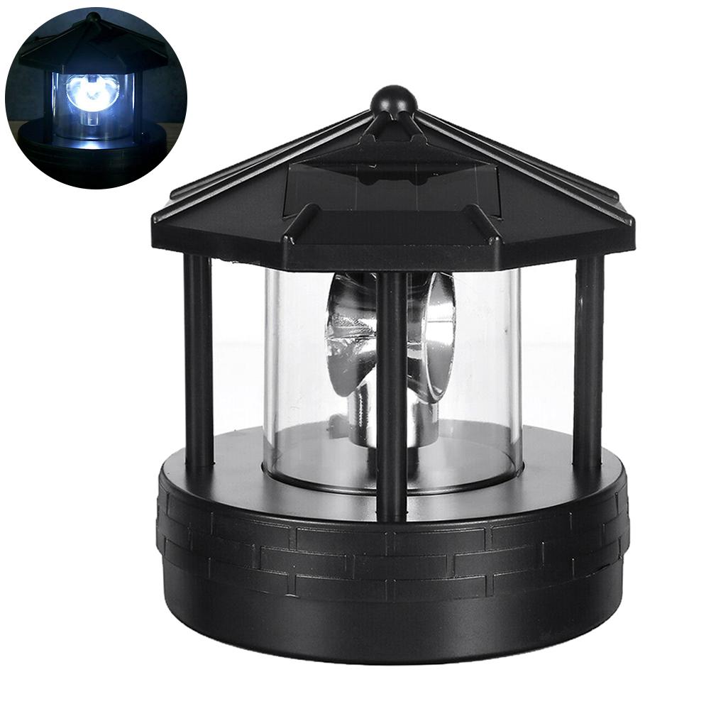 D5 Outdoor Solar Light Powered Lighthouse Rotating Waterproof LED Solar Light Beacon Tower Decorative Lamp for Garden Lawn Patio