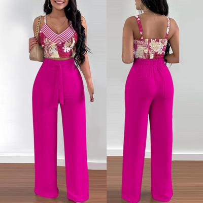 Letnie dwuczęściowe zestawy dla kobiet bez rękawów z dekoltem w serek, top typu halter