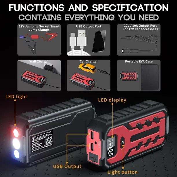 ASTRAUX 1200A High-Capacity Multi-Function Car Jump Starter Portable Charger For 3.0L Car Jump Starter