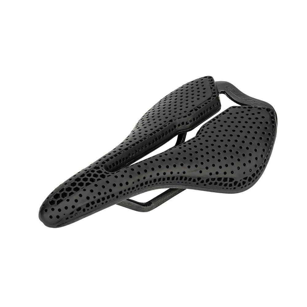 ZTTO 3D Printed Carbon Fiber Bicycle Saddle SuperLight Hollow Rail MTB Gravel Road Seat with Comfortable Breathable Cushion