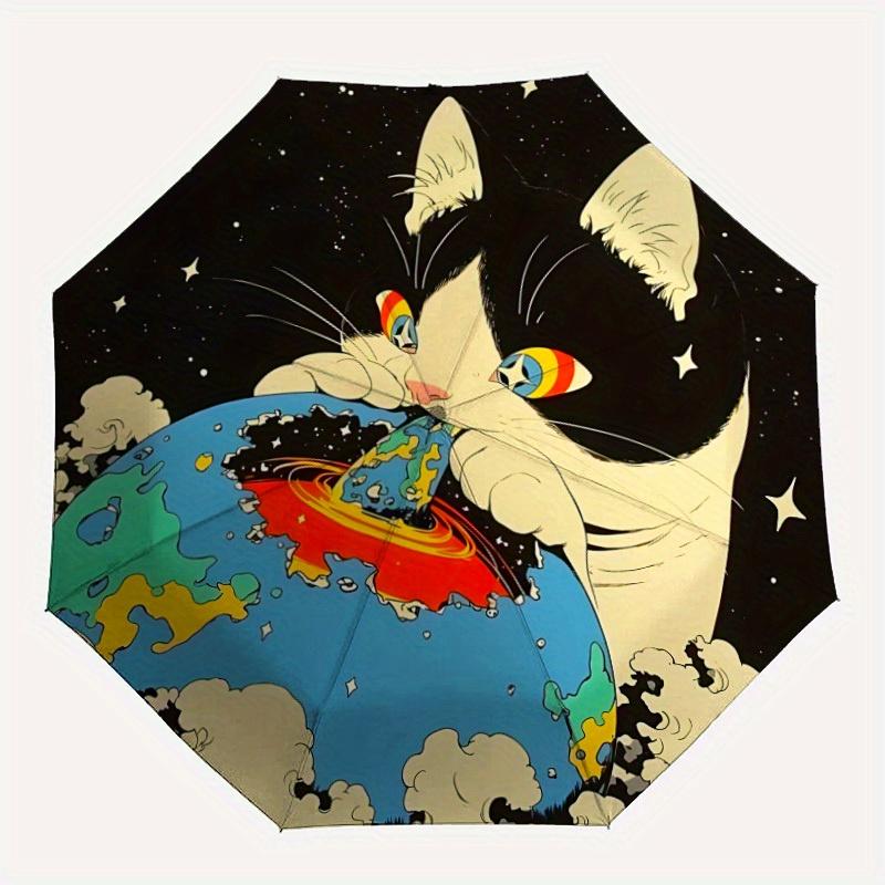 

1pc Cosmic Cat Automatic Open/Close Umbrella, Portable Folding umbrella for Everyday Use yy250826035