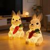 Resin Bunny Figurine Light Up Bunny Holding Carrot Statue Easter Rabbit Sculpture for Spring Farmhouse Home Table Decor