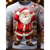 Santa Claus Pattern T-Shirt For Men Christmas Balloon 3D Printed T Shirts Autumn Casual Long Sleeves Loose Round Neck Tops Tees