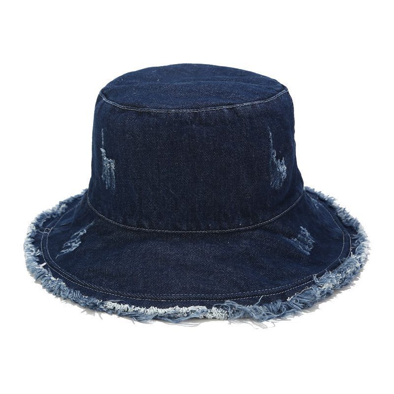 Vintage Denim Fisherman Hat With Wide Brim Sun Protection For Summer Outdoor Wear