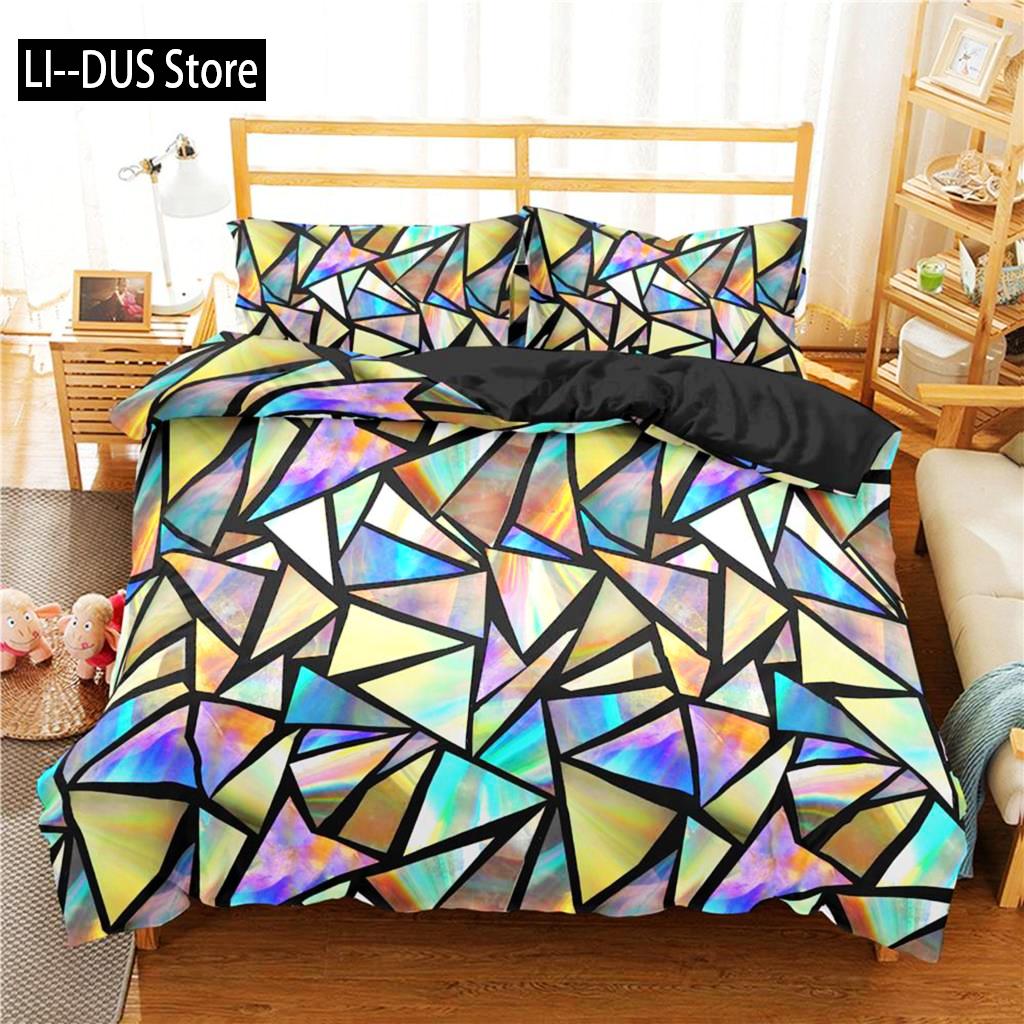 Toy Print Duvet Cover Set Square Gradient Blocks Bedding Set For Kids Teen Colorful Bricks Game Queen Microfiber Comforter Cover