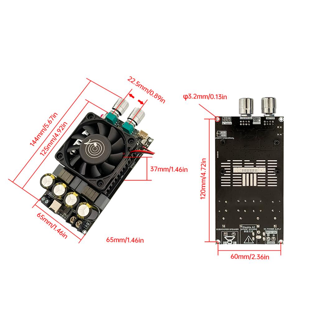 ZK-6001 DC18-50V Active Subwoofer Pure Post Amplifier Board Low-Pass Filter Mono 600W Frequency Volume Adjustment TPA3225