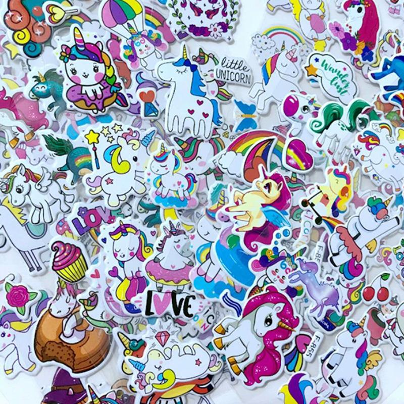 6/12/24pcs 3D Bubble Stickers Cartoon Cute Unicorn Design Children Sticker Toys for Kids Birthday Christmas New Year Gifts TMZ