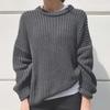 O-Neck Long Sleeve Knitted Sweater Ribbed Edge Solid Color Coarse Yarn Women Sweater Female Clothing