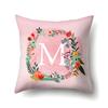 Polyester Pillowcase Pink Flower Home Decoration Print 26 English Letter Cushion Pillowcase