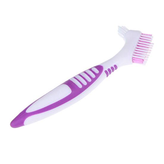 Dwustronna szczoteczka do protez zębowych Ergonomiczny uchwyt Plastikowe włosie wielowarstwowe Sztuczne zęby Szczoteczka do pielęgnacji jamy ustnej do użytku domowego