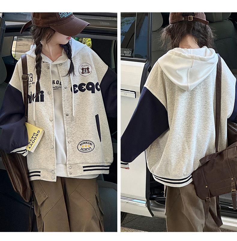 Girls' 2025 Korean Style Sporty Baseball Jacket - Fashionable Autumn/Spring Coat for Big Kids