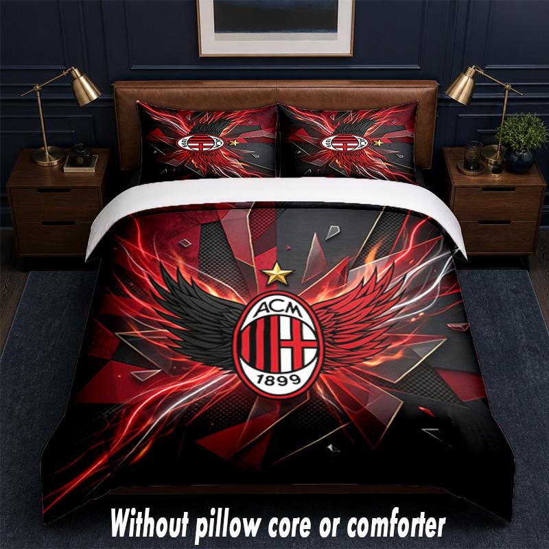 AC Milan Design Bed Bedding Set 1 Duvet Cover + 2 Pillowcases Soft Breathable Household Bed Linens