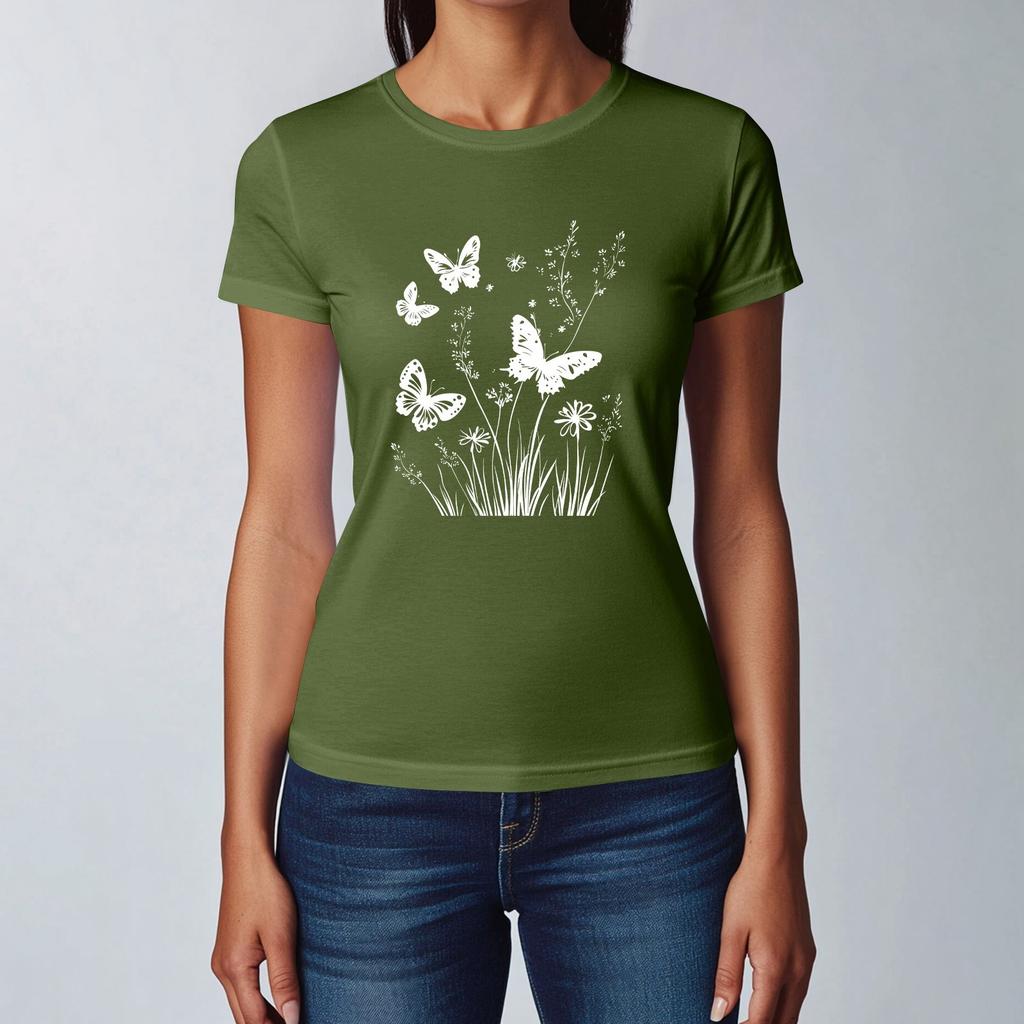 Women's Fashion Casual Printed Short Sleeve Round Neck Pullover Tops