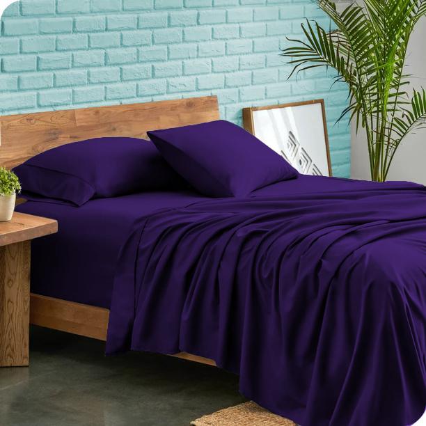 طقم مفروشات فاخر مكون من 4 قطع 600 خيط 100% قطن مصري نمط سادة بجيوب عميقة 30 سم – طقم مفروشات فائق النعومة ومتين بجيوب عميقة لجميع المقاسات