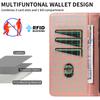 For iPhone 15 Pro Leather Case Litchi Texture RFID Blocking Wallet Stand Phone Cover