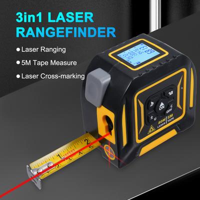 3in1 Laser-Maßband Laser-Kreuzmarkierung 5M Maßband + 80M Laser-Entfernungsmesser Entfernung,