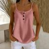 Waffle Patchwork Solid Color Cami Top, Slim Fit Fixed Button Camisole for Women Summer Crossbody Europe America