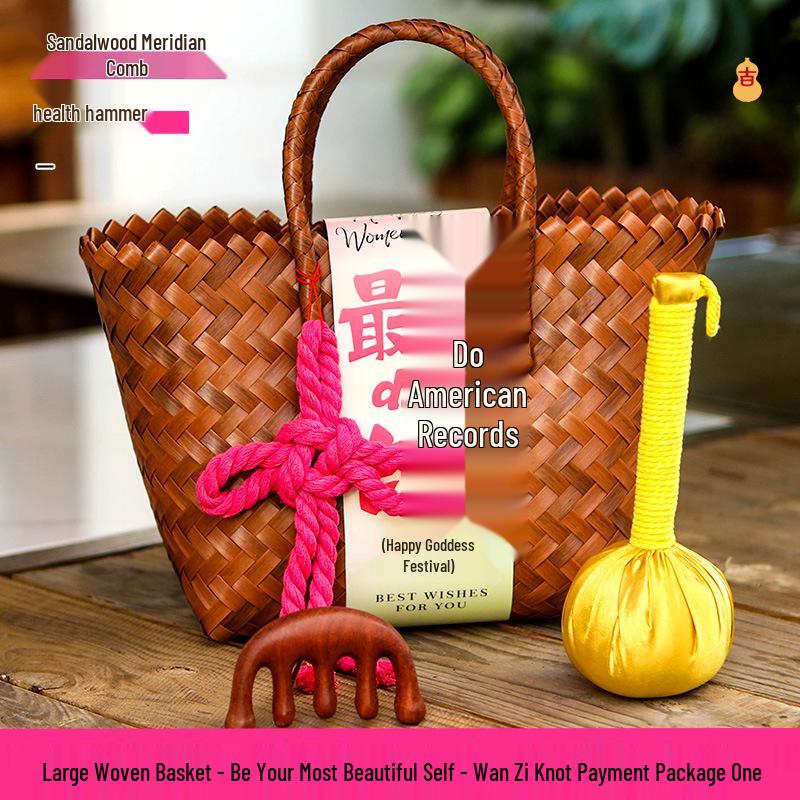 38th Festival Goddess Gift Set: High-End Bamboo Basket Souvenir for Employees