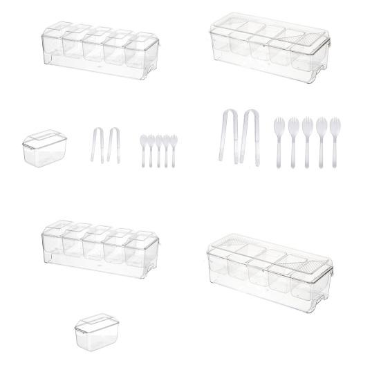 Outdoor Crisper with Lid Multi-Grid Transparent Food-Grade Container Dustproof Spill-Proof Lunch Box for Camping Picnic And Refrigerator