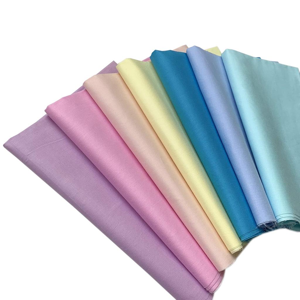 7 Pieces Fabric Plain Cotton Soft Patchwork Fabric 7 Color Set for Crafts 56 x 46cm
