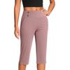 Pantalones de Moda para Mujer de Color Sólido con Bolsillos con Botones y Bajos Divididos Cintura Alta Deportes Yoga Casual Pantalones Recortados