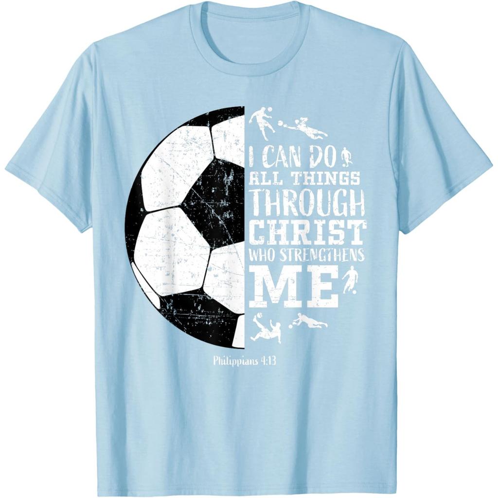 Philippians Soccer Graphic Tee Christian Faith Men's T-Shirt Breathable Cotton
