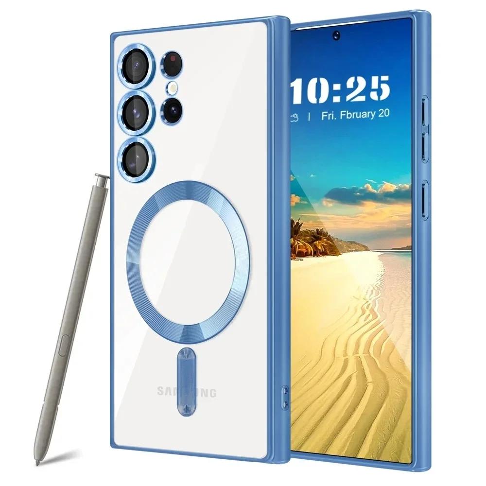 Transparente Beschichtungshülle für Samsung Galaxy S25 S24FE S23FE S21FE S24 S23 S22 S21 Ultra S25Plus Hülle Note20 Ultra MagSafe Wireless