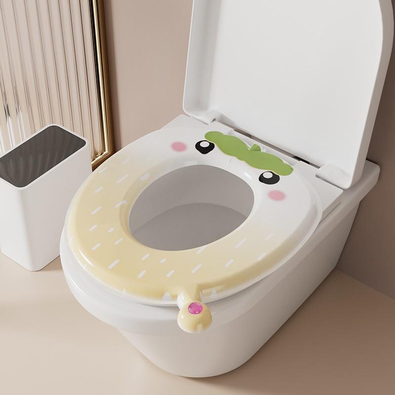 Washable Cartoon Toilet Seat Cover Home Bathroom - Soft Plush Use Zipper Multiple Cute Designs