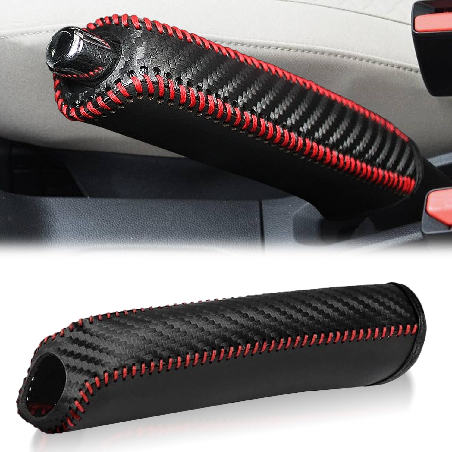 

Чехол стояночного тормоза из натуральной кожи, Специальный дизайн, Защита ручного тормоза, Противоскользящий, Совместимый с автомобилями, Прочный красный