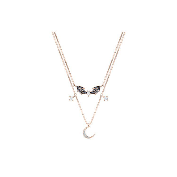Swarovski Mysterious Bat Moon Double Chain Necklace Women necklace Rose-Gold 5491565
