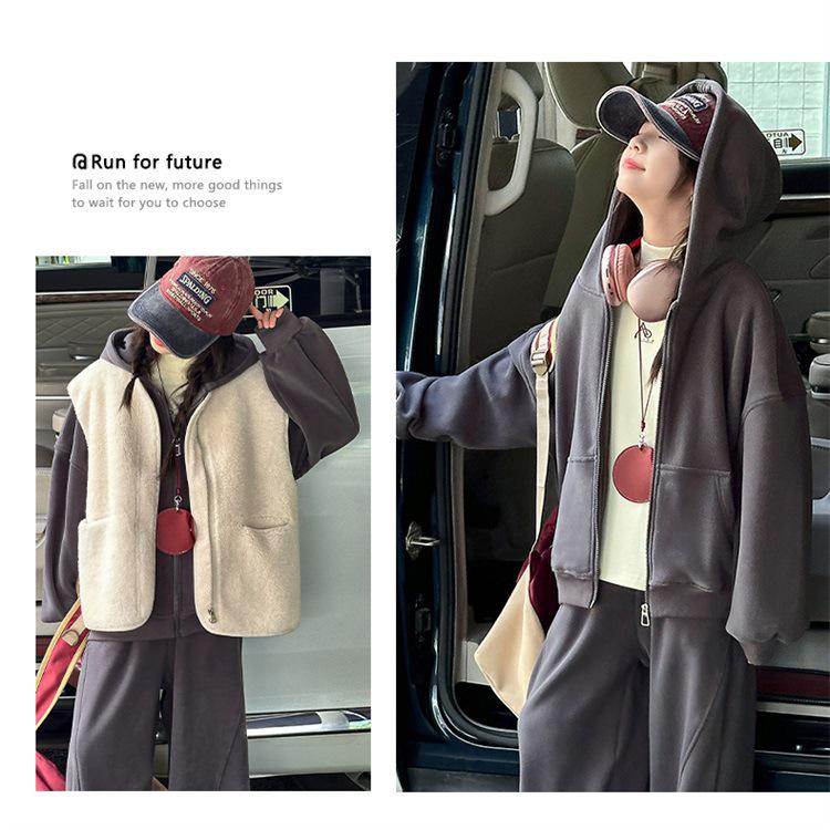 Girls' 2025 Winter Fleece Two-Piece Hoodie Set - Cozy, Stylish, and Sporty