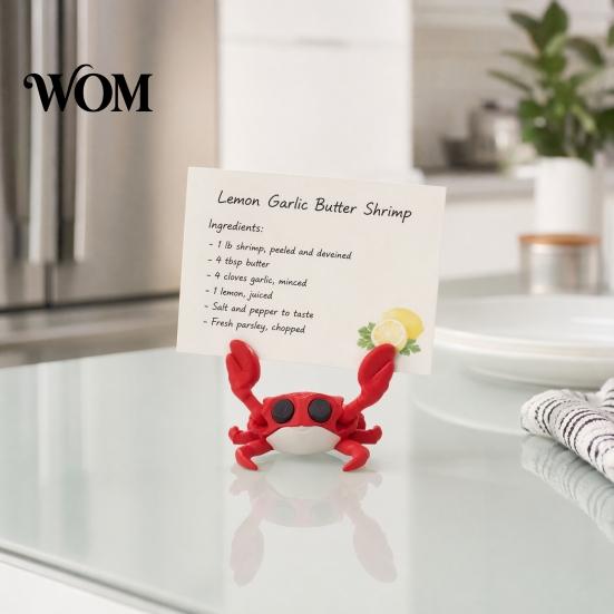 Cartoon Crab Desk Accessory 3D Printing Business Card Holder, Cute Shape, Stable Home Organizer Non-Tip Organizer, for Office Desktop Storage Display