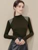 Cotton Cocoon Off-Shoulder Half-High Neck Slim Long-Sleeve Top for Women - 2026 Spring/Autumn Collection