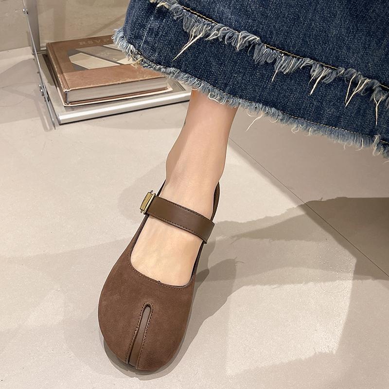 Mode Flats Damskor Delad Tå Mary Jane 2025 Höst Vår Nya Casual Retro Damskor Damer Loafers Kvinnor